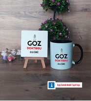 Göz Doktoru Dekoratif Taş, Kupa Bardak Kırmızı Hediye (Model 10)