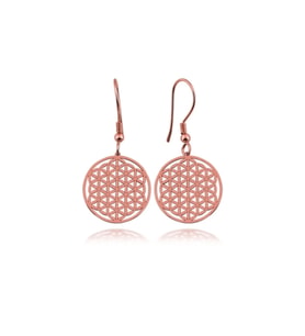 Agai Silver Yaşam Çiçeği Model Altın Kaplama Gümüş Küpe AMR000029 (Rose)