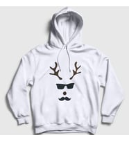 Presmono Unisex Gri Male Deer Yılbaşı Kapüşonlu Sweatshirt 271558tt (Beyaz)