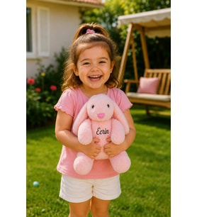 Kişiye Özel İsim Baskılı Uyku Arkadaşım Tavşan 45 cm Peluş Tavşan (PEMBE)