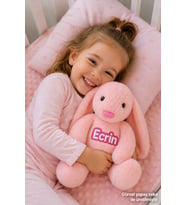 Kişiye Özel İsim Baskılı Uyku Arkadaşım Tavşan 45 cm Peluş Tavşan (PEMBE)