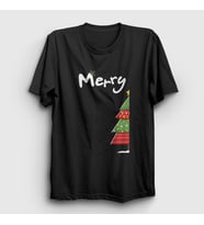 Presmono Unisex Beyaz Merry Christmas Funny Yılbaşı T-Shirt 364632tt (Siyah)