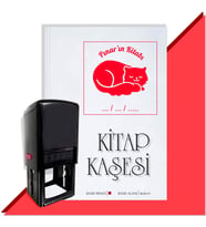 Kişiye Özel  Kedi 2 Tarihli Kitap Kaşesi (Kırmızı)