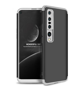 Xiaomi Mi 10 Pro Kılıf 3 Parça Slim Sert Silikon Kapak AYS (Siyah-Gri)