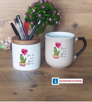 Arkadaşa Hediye Kaktüs Kalemlik, Kupa Bardak T Kişiye Özel Hediye Doğum Günü Hediyesi (Model 2)