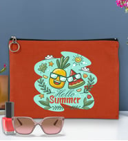 BK Gİft Yaz Temalı-1 Astarlı Portföy Çanta 30x21cm(12 Renk Seçeneği), Baskılı El Çantası, Organizer Çanta (Kiremit)