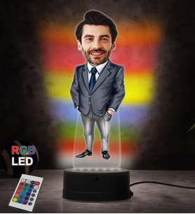 Doğum Günü Hediyesi,Sevgiliye Hediye, Kişiye Özel Fotoğraflı Karizmatik Müdür Karikatür 3D Led Lamba (RGB)