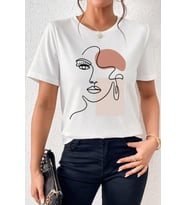 Unisex Make Up Siluet Baskılı Tasarım Tshirt (Beyaz)