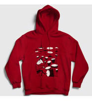 Presmono Unisex Gri Drums Baterist Hediye Müzisyen Musician Kapüşonlu Sweatshirt 508107tt (Kırmızı)
