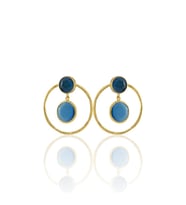 Kadir Jewellery 22 Ayar Altın Kaplama Kadın Halka Küpe -El İşçiliği Ve Hipoalerjenik Küpe (Koyu Mavi)