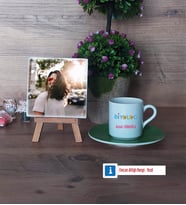 Biyolog Fotoğraflı Dekoratif Taş, Ahşap Altlıklı Türk Kahvesi Fincanı HediyeBiyologa Hediye (Model 9)