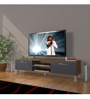 Decoraktiv Eko 140 Mdf Dvd Krom Ayaklı Tv Ünitesi Tv Sehpası (Antrasit - Ceviz)