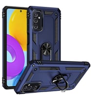 Galaxy M52 Kılıf Zore Vega Yüzüklü Standlı Zırh Kılıf (Mavi)