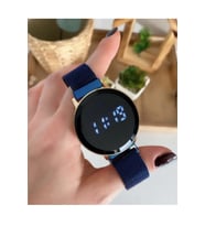 Unisex Tuşlu Led Saat Mıknatıslı Kordon Özel Seri (Mavi)