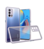 Oppo A74 4G Kılıf Kenar Renkli Sararmaz Şeffaf Kapak (Mor)