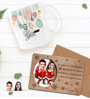 BK Gift Kişiye Özel Mutlu Yıllar Kupa Bardak ve Retro Ahşap Yılbaşı Tebrik Kartı Hediye Seti-1 (Siyah)