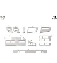 Meriç® Volvo FH Ön Torpido Kaplama Maun 11 Parça 2017-2019 (Alüminyum)