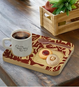 BK Gift Kişiye Özel Doğal Ahşap Sunum Tabağı ve Türk Kahvesi Fincanı Hediye Seti, Ev Hediyesi, Arkadaşa Hediye, Anneye Hediye, Doğum Günü Hediyesi (Model 11)