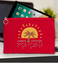 BK Gİft Yaz Temalı-6 Tablet Çantası 30x21cm(12 Renk Seçeneği), Ipad Çantası, Baskılı Tablet Kılıfı (Kırmızı)
