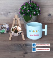 Biyolog Kupa Bardak Beyaz ve Fotoğraflı Ahşap Anahtarlık HediyeBiyologa Hediye (Model 12)