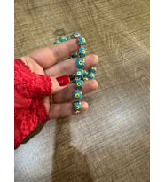 EN 1 CM BOY 45 CM ÇELİK NAZAR BONCUKLU ÇANTA GİYİM AKSESUARI ŞERİT (Turkuaz)