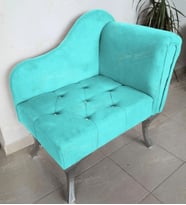 Yeni Model Ters Kol Tekli Köşe Koltuğu Josefin Bench Gümüş Ayak (Turkuaz)