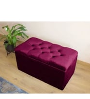 Lüks Sandıklı Kapitoneli Puf 110 cm (Bordo)
