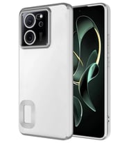 Xiaomi 13T Kılıf Köşeleri Renkli Şeffaf Kamera Korumalı Silikon Luxury Kapak (Gümüş)