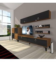 Decoraktiv Eko 6Y Mdf Std Gold Tv Ünitesi Tv Sehpası (Siyah - Ceviz)