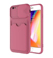 Apple iPhone 6 Kılıf Deri Görünümlü Kartlıklı Kamera Korumalı (Koyu Mor)