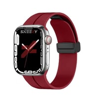 Apple Watch 42mm 44mm 45mm Seri 1 2 3 4 5 6 7 8 Se Uyumlu Coastal Manyetik Tokalı Silikon Kordon (Mürdüm)
