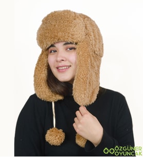 Mavimsi Home Kürklü Kulaklıklı Peluş Şapka,bere (Açık Kahverengi)
