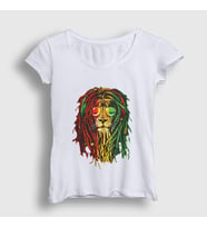 Presmono Kadın Sarı Lion Bob Marley T-Shirt 265099tt (Beyaz)