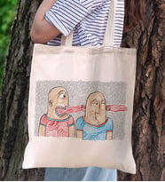 BK Gift Modern Art Tasarımlı Kanvas Bez Çanta, Baskılı Omuz Çantası, Alışveriş Çantası, Plaj Çantası, Arkadaşa Hediye (Model 10)