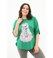 Kadın Büyük Beden Düşük Omuz Oversize T-shirt 1773-1-24 (Benetton)