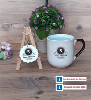 Baş Harf ve İsim Soyisim Kupa Bardak Kırmızı ve Ahşap Anahtarlık Hediye (Model 9)