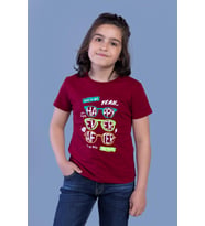 Toontoy Erkek Çocuk Gözlük Baskılı Tişört (Bordo)