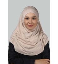 Hazır Türban Büzgülü Pileli Pratik Eşarp Tesettür Hijab - Namaz Örtüsü (Bej)