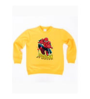 Spiderman baskılı örümcek adam pamuklu kumaş çocuk sweatshirt (Sarı)