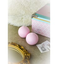 2 Adet Kokulu Yuvarlak Soya Wax Küre Daire Yuvarlak Ev Dekorasyonu Hediyelik Mum (Pembe)