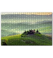Cakapuzzle İtalya Toscano Tepedeki Ev ve Dağlar  Puzzle Yapboz MDF (Ahşap) (500 Parça)