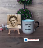 Dayıya Hediye Fotoğraflı Dekoratif Taş, Kupa Bardak Beyaz Hediye (Model 10)