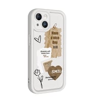 iPhone 14 Kılıf Kamera Korumalı Baskılı Arka Yüzey Klas Kılıf (Beyaz)