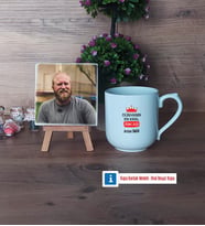 Amcaya Hediye Fotoğraflı Dekoratif Taş, Kupa Bardak Beyaz HediyeBabalar Günü Hediyesi (Model 5)