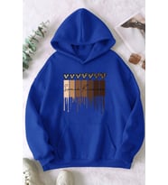 Leopar Kalp Baskılı Oversize Sweatshirt (Mavi)
