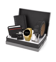 Polo Air Erkek Kol Saati Kemer Cüzdan Slim Kartlık Çakmak Set PL-0615E (Sarı)