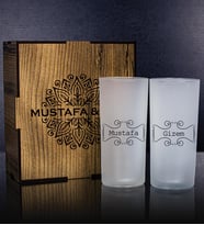 eJOYA Kişiye Özel Kutusunda 2'li Rakı Bardağı Hediye Seti  107133 (Beyaz-Siyah)