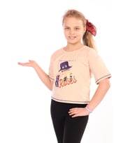 Toontoy Kız Çocuk Roses Yazı Baskılı Tişört (Bej)