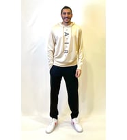 Süperlife Erkek Kapşonlu Regular Fit Air Baskılı İnce Sweatshirt SPR22SW162 (Bej)