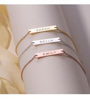 Kişiye Özel 925 Ayar Gümüş Plaka İsim Bileklik (Gold)